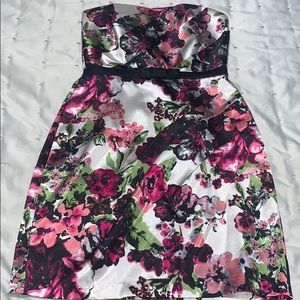 Pink Floral Strapless Dress